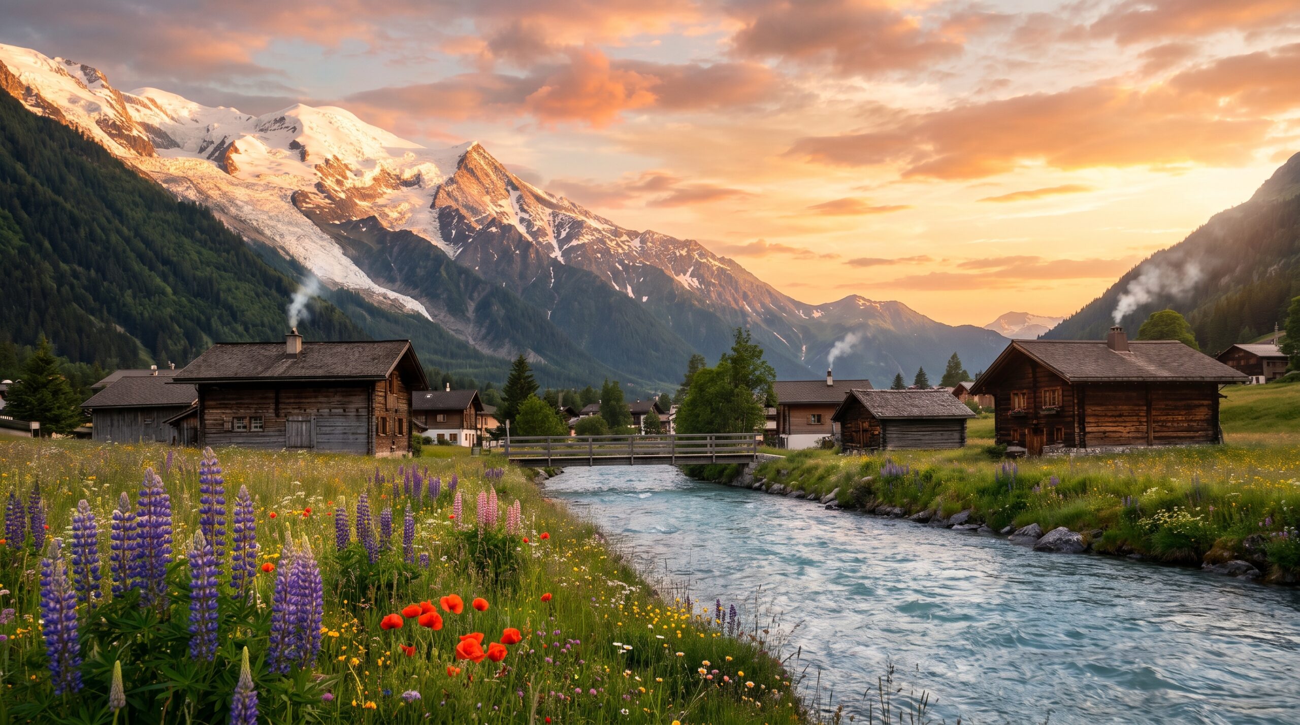Hidden Alpine Village Wallpaper